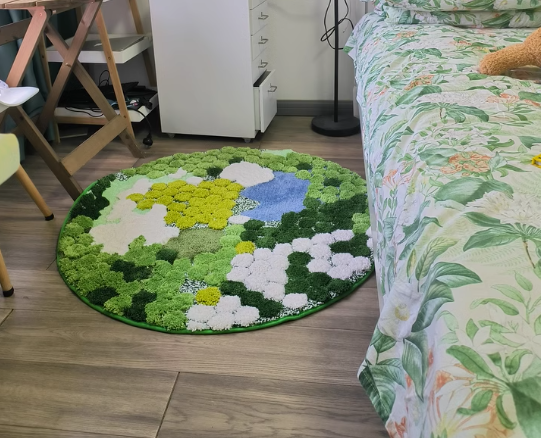 Round Green Moss Rug
