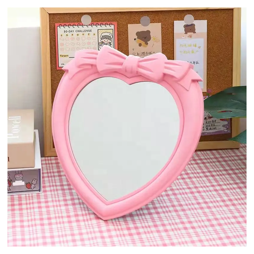 Bow Heart Decorative Mirror Tabletop Wall Mounted Dual Purpose