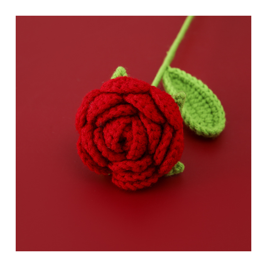 Crochet Gradient Wool Roses Bouquet 6pcs