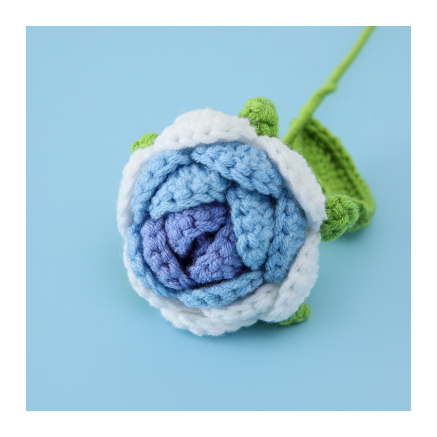 Crochet Gradient Wool Roses Bouquet 6pcs