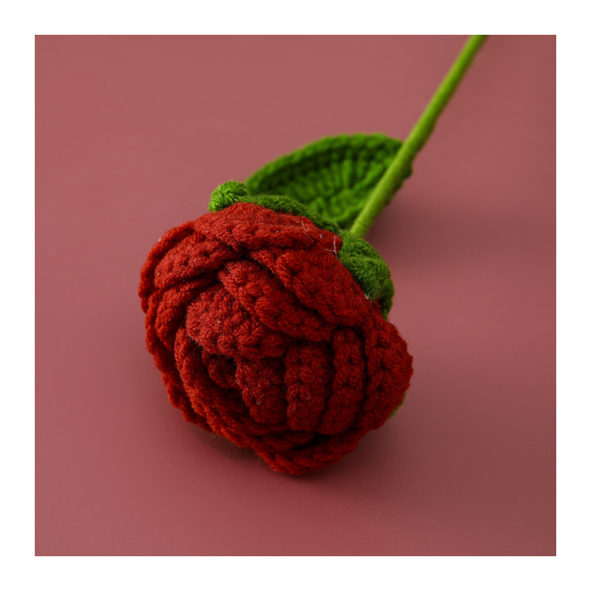 Crochet Gradient Wool Roses Bouquet 6pcs