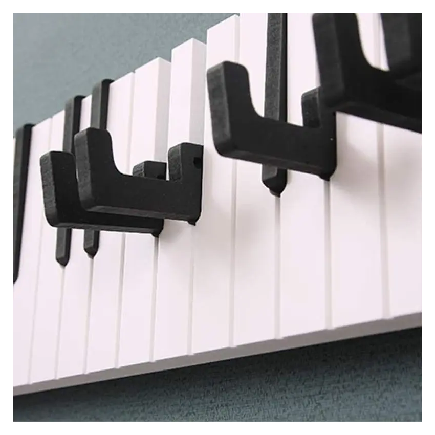 Punch-Free Piano Hook Black Keyboard 2 Pieces (8 hooks)