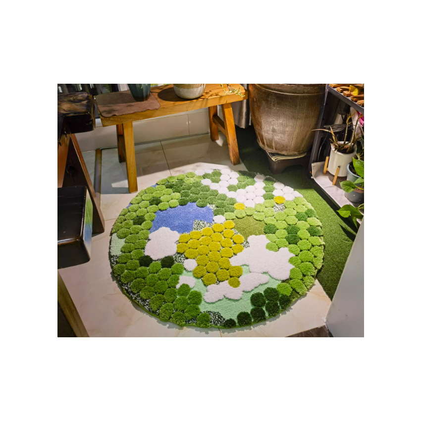 Round Green Moss Rug
